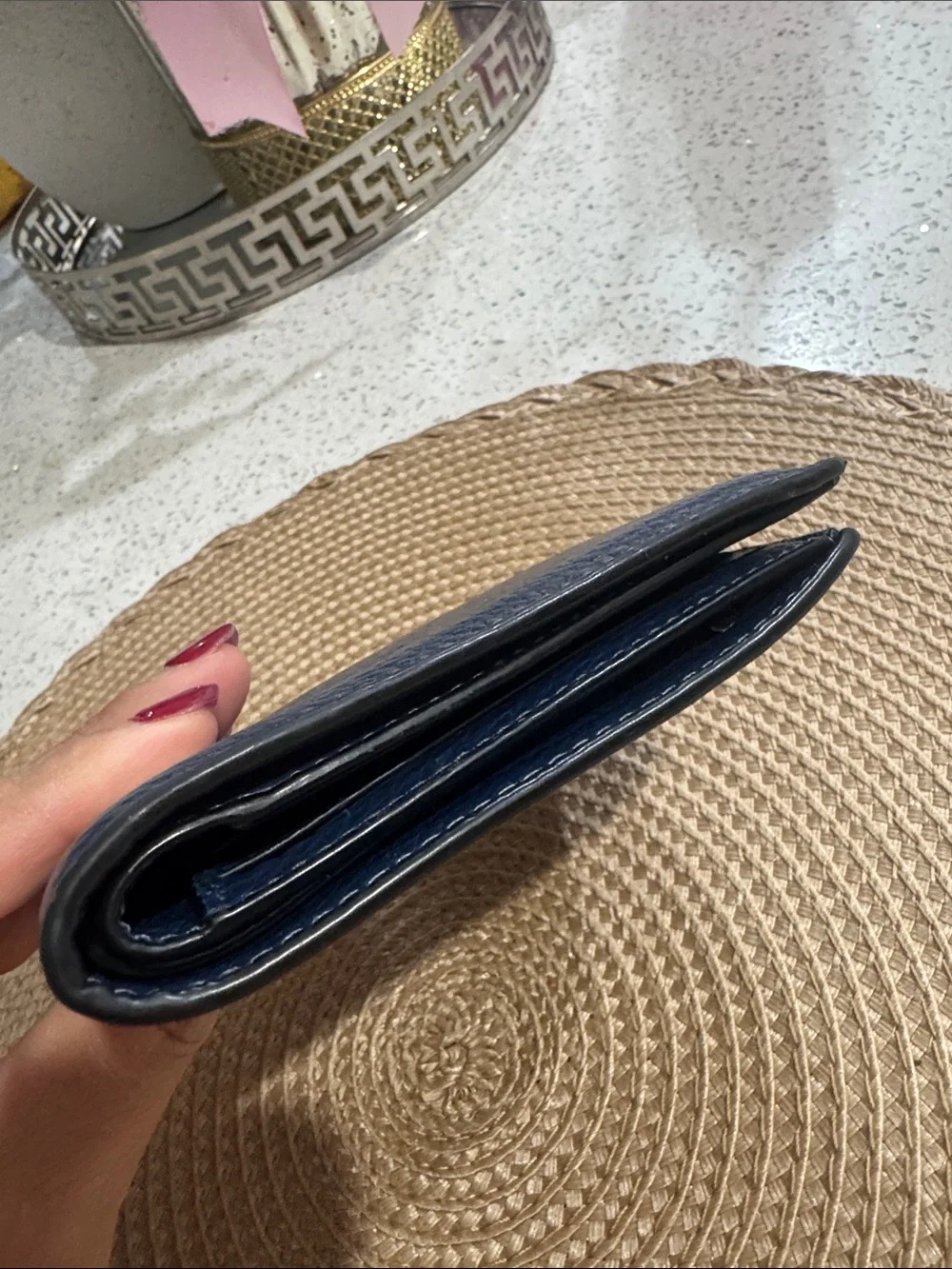 💙COACH Pebble Leather And Signature Coated Canvas Wallet